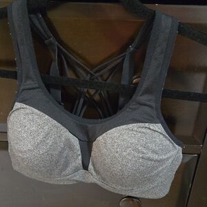 C9 by Champion Gray and Black Strappy Support Sports Bra